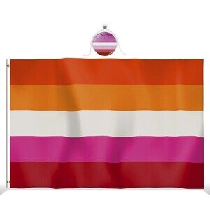 Flag Free Necklace Included New Lesbian Pride 3x5ft LGBT